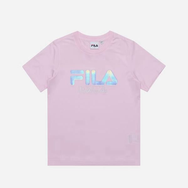 Fila Prism Logo S/S Girl's T-Shirts - Pink,NZ 92-51096